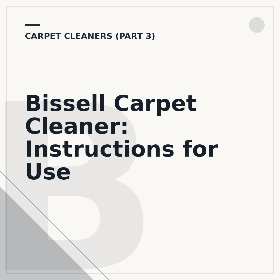 Bissell Carpet Cleaner: Instructions for Use
