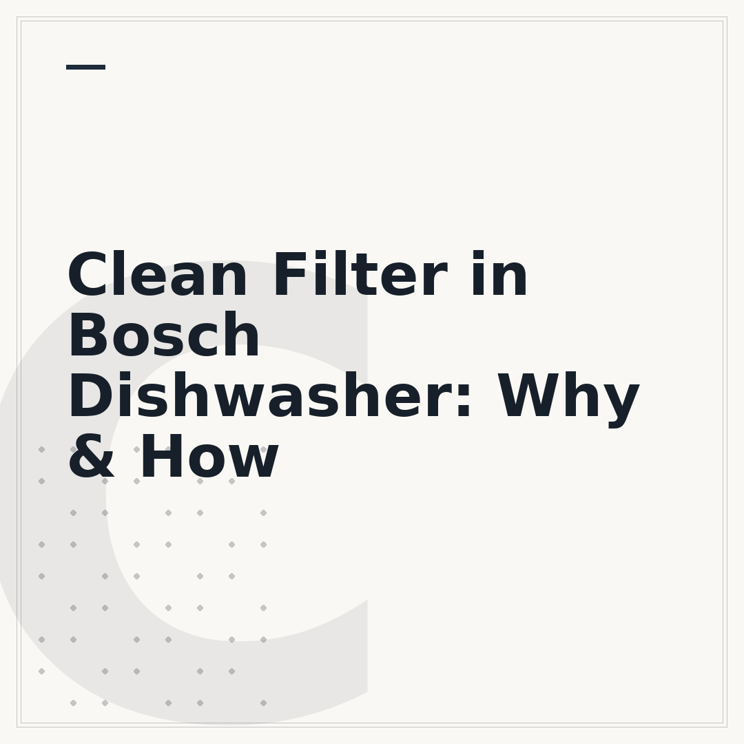 Clean Filter in Bosch Dishwasher: Why & How
