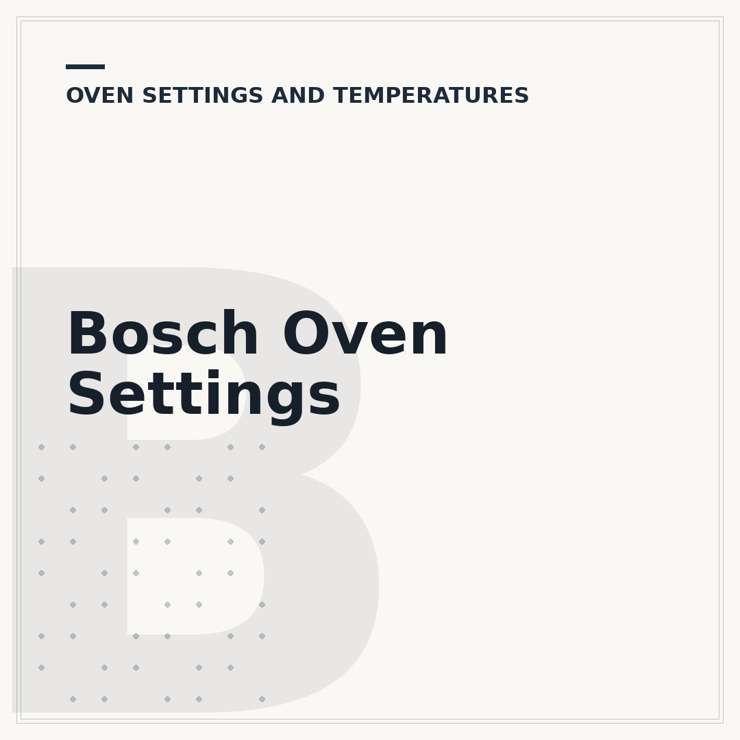 Bosch Oven Settings
