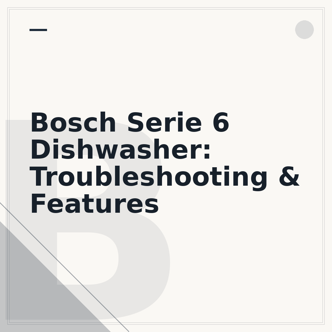 Bosch Serie 6 Dishwasher: Troubleshooting & Features