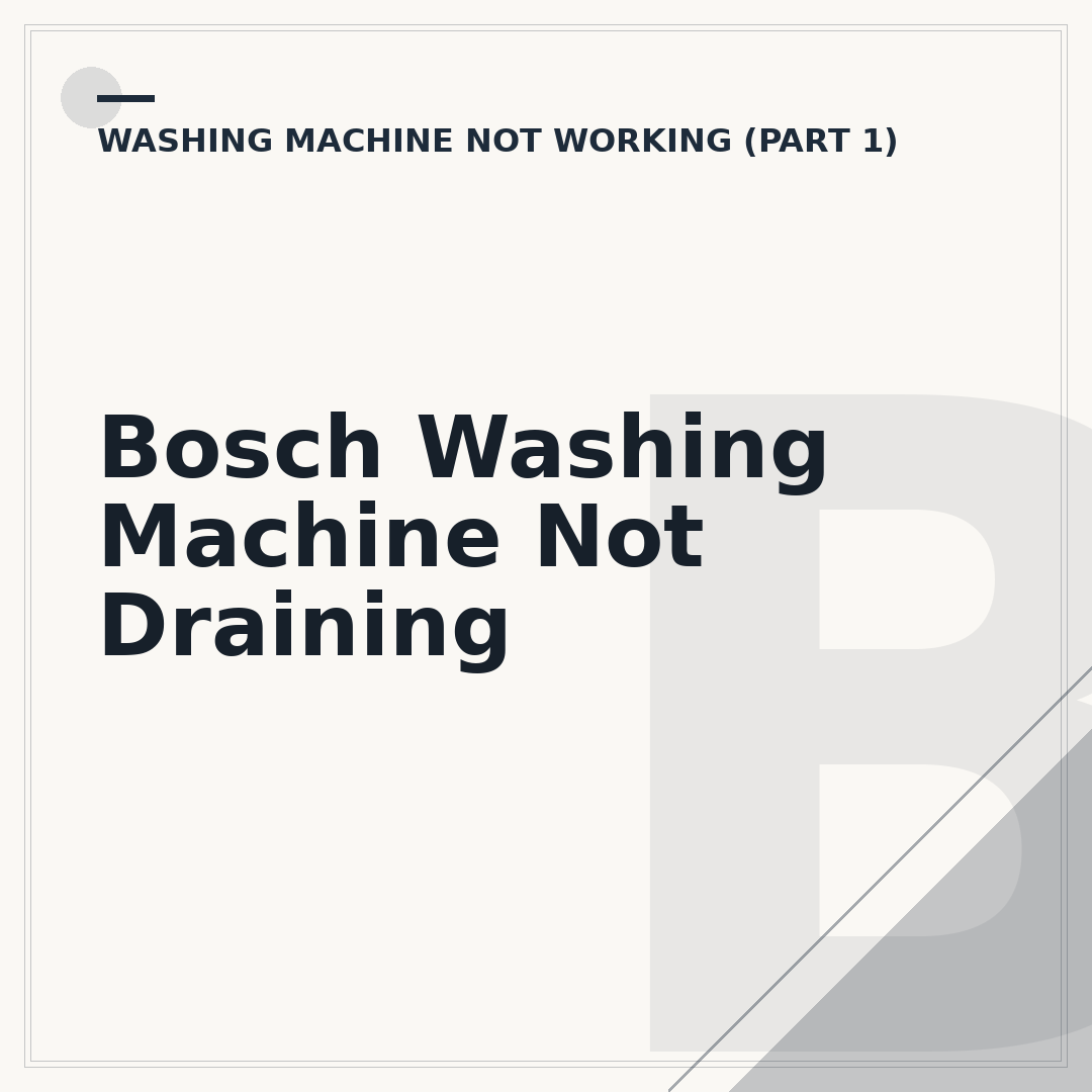 Bosch Washing Machine Not Draining