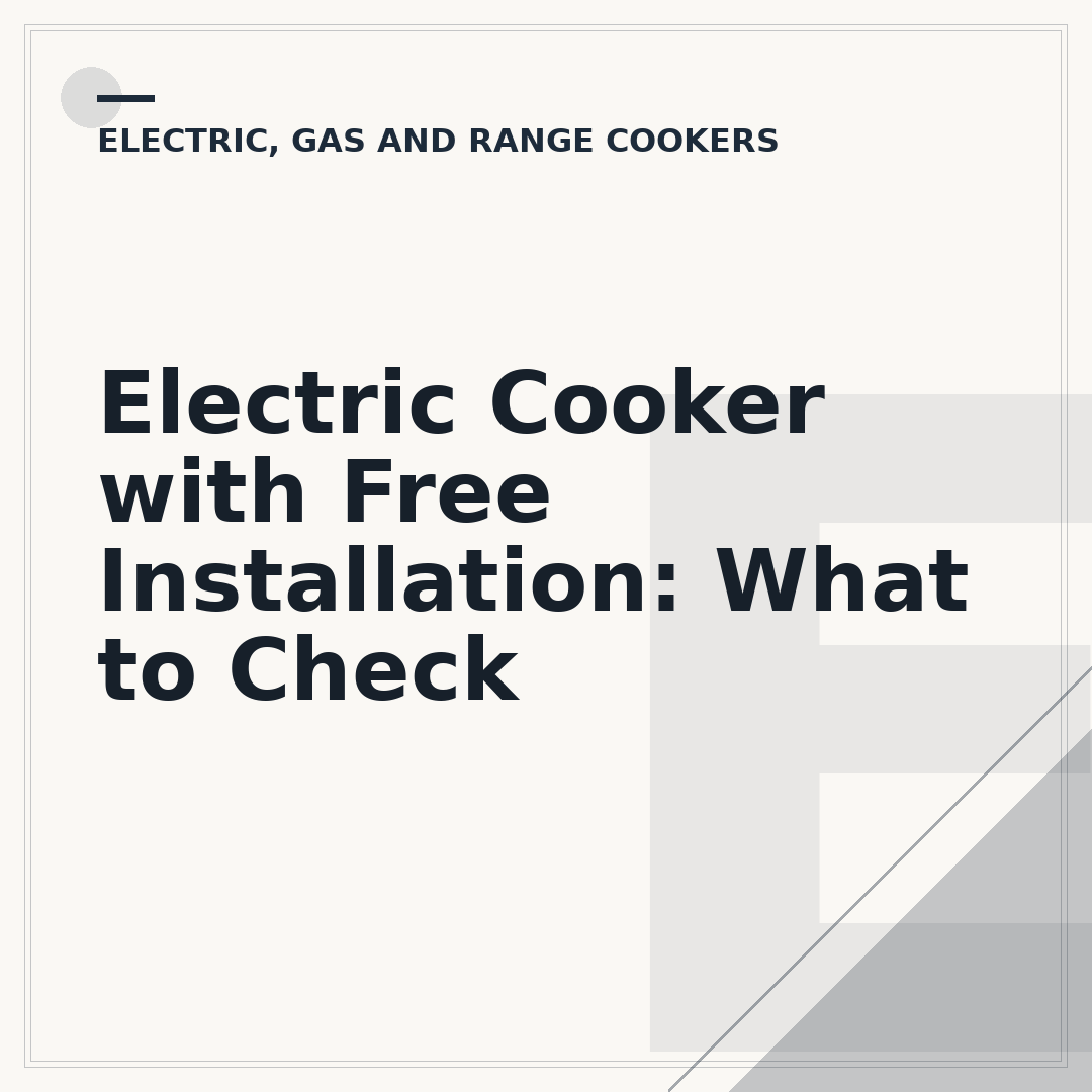 Electric Cooker with Free Installation: What to Check