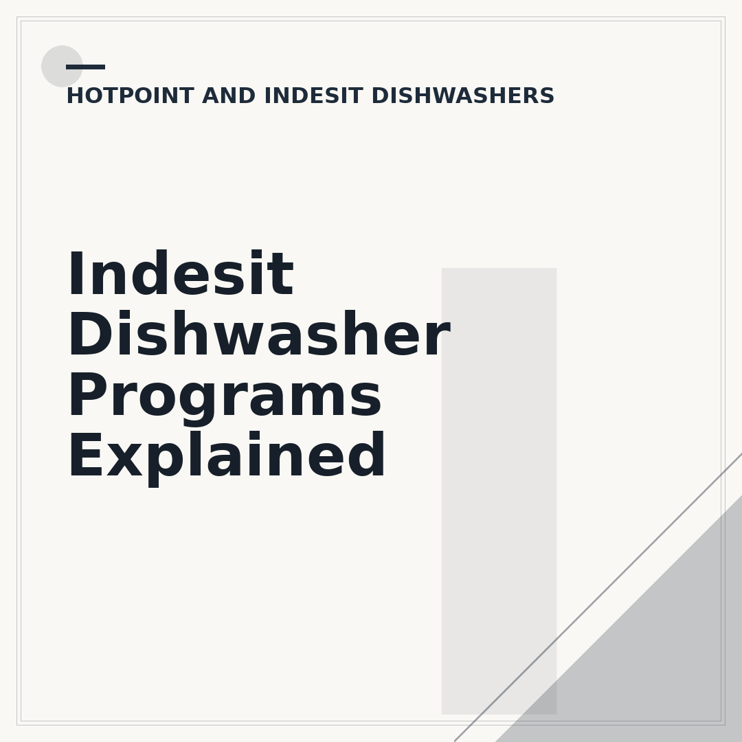 Indesit Dishwasher Programs Explained