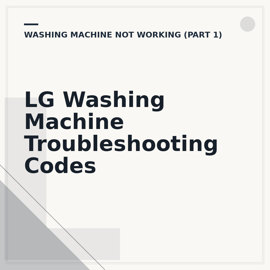 LG Washing Machine Troubleshooting Codes
