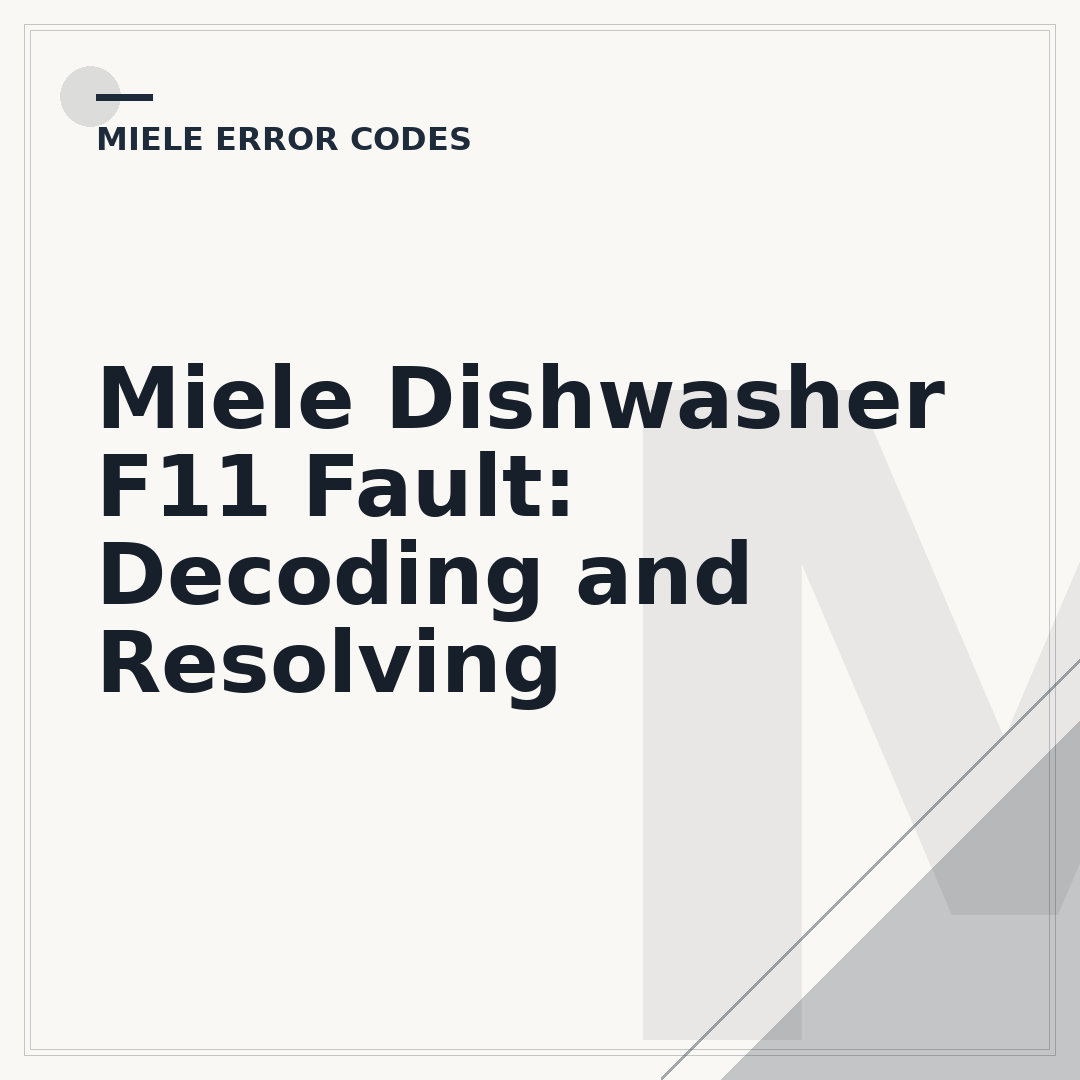 Miele Dishwasher F11 Fault: Decoding and Resolving