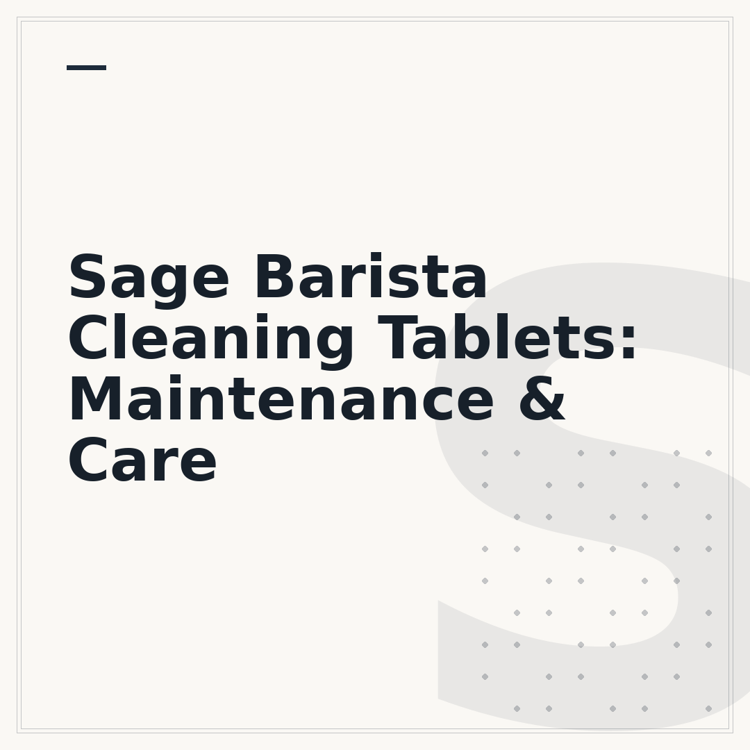 Sage Barista Cleaning Tablets: Maintenance & Care