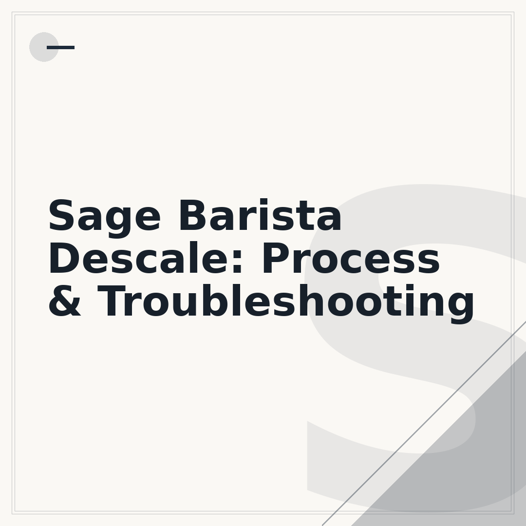 Sage Barista Descale: Process & Troubleshooting