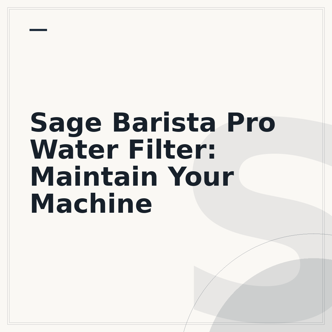 Sage Barista Pro Water Filter: Maintain Your Machine